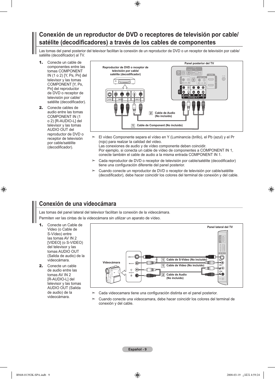 Conexión de una videocámara | Samsung 580 User Manual | Page 112 / 196