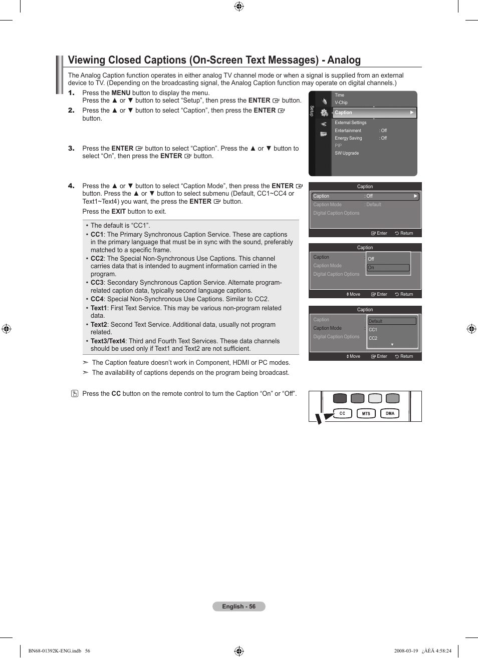 Digital, Adjusting the tv on/off melody sound | Samsung 580 User Manual | Page 58 / 196