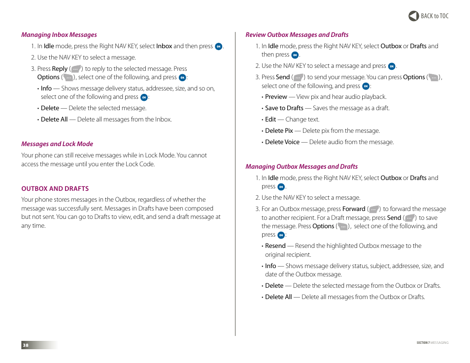 Outbox and drafts | Samsung DM-S105 User Manual | Page 38 / 99