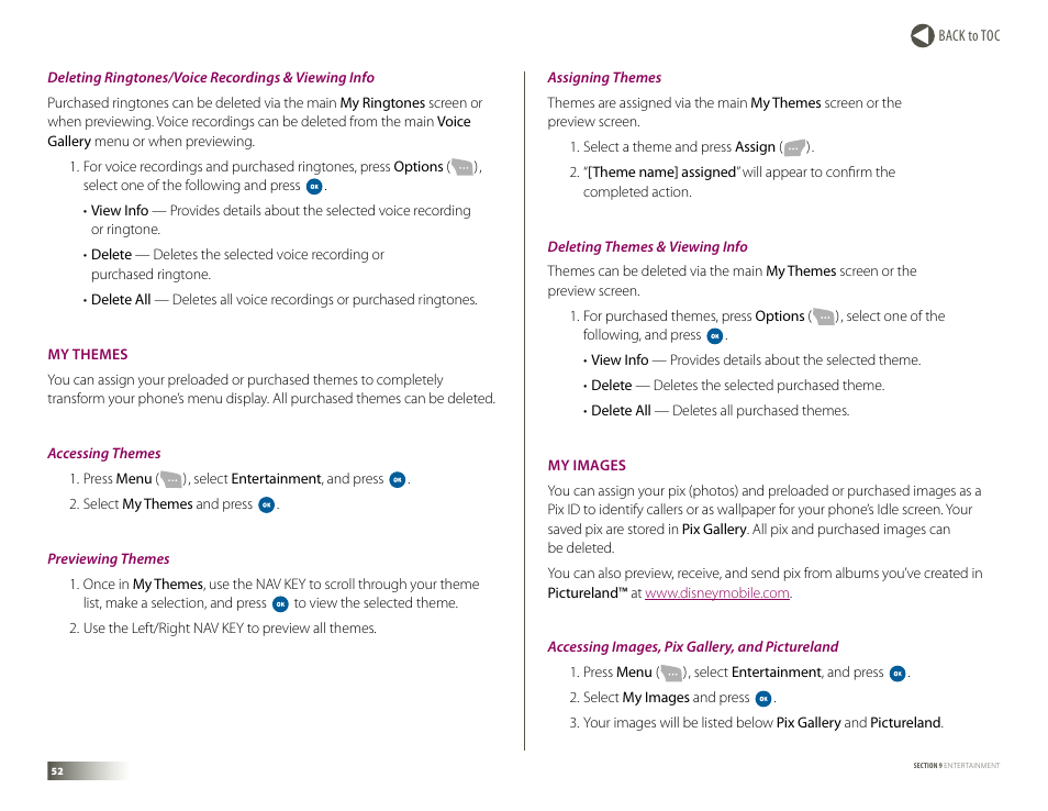 My themes, My images, My themes my images | My themes • my images | Samsung DM-S105 User Manual | Page 52 / 99