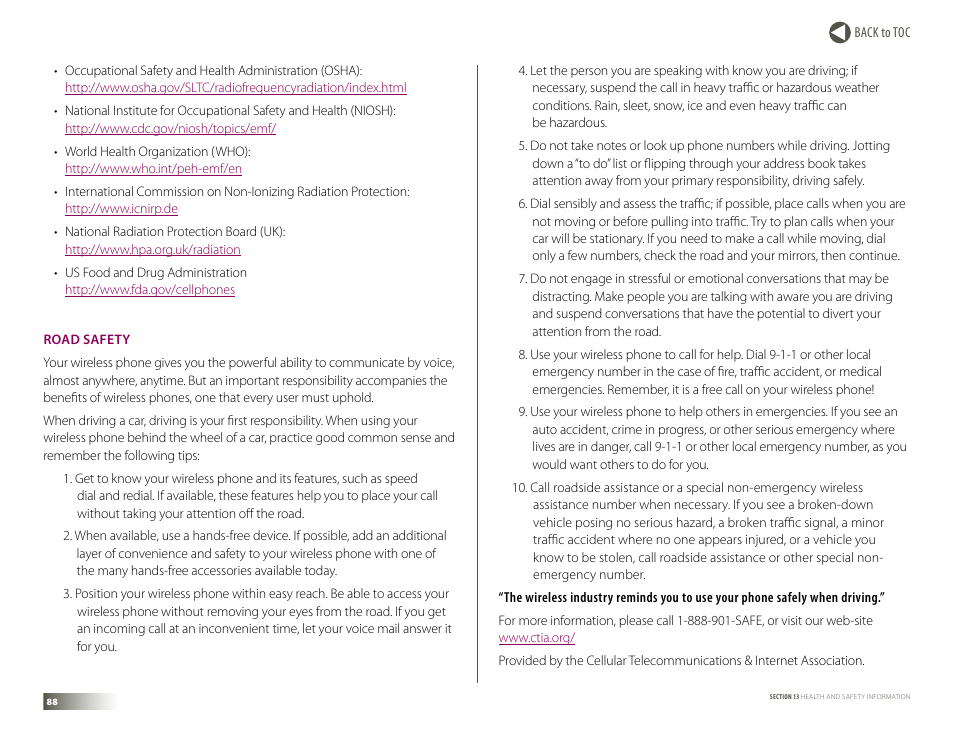 Road safety | Samsung DM-S105 User Manual | Page 88 / 99
