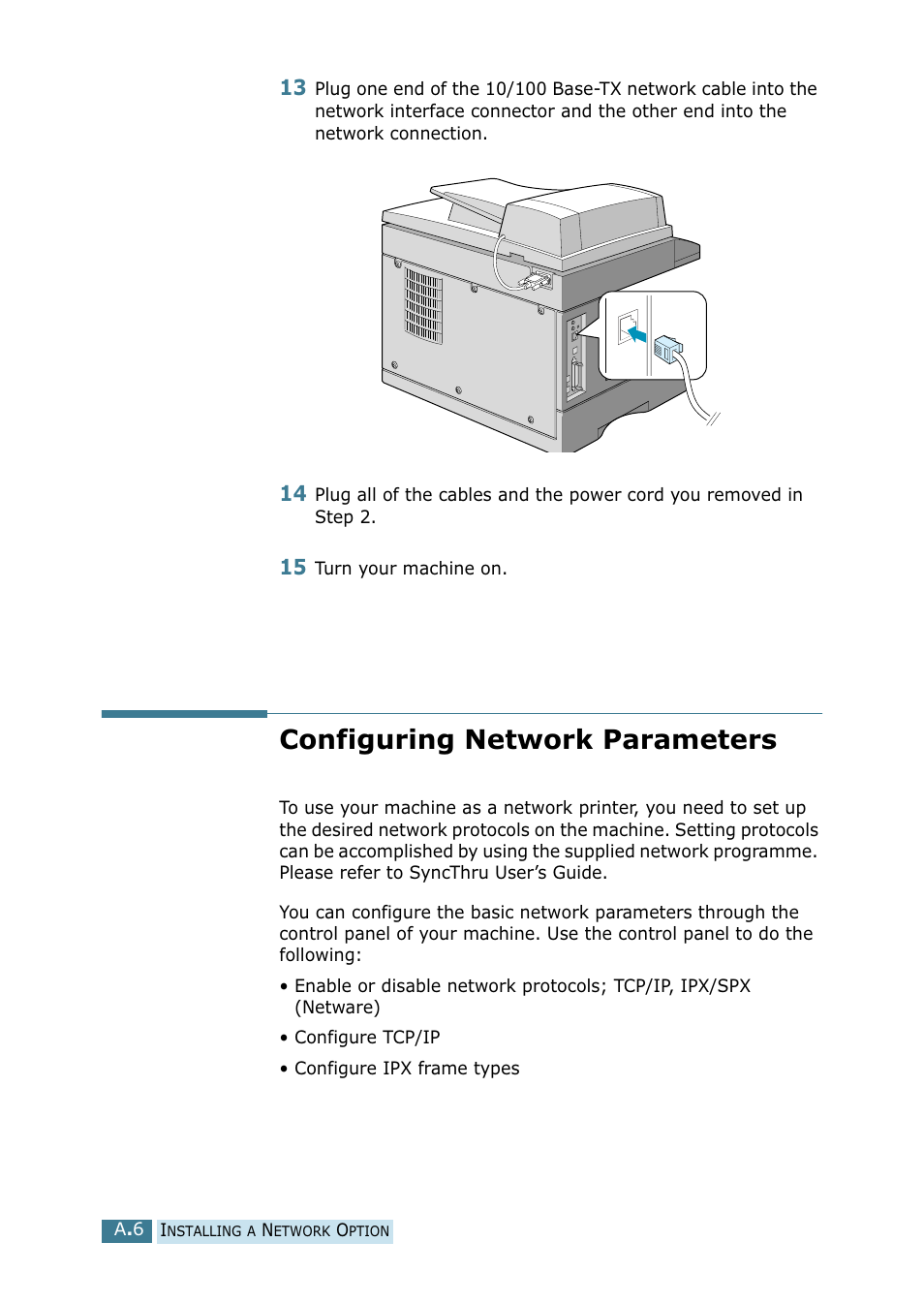 Configuring network parameters | Samsung SCX-5115 User Manual | Page 129 / 144