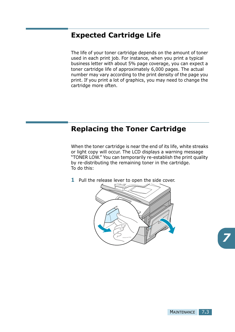 Expected cartridge life, Replacing the toner cartridge | Samsung SCX-5115 User Manual | Page 94 / 144