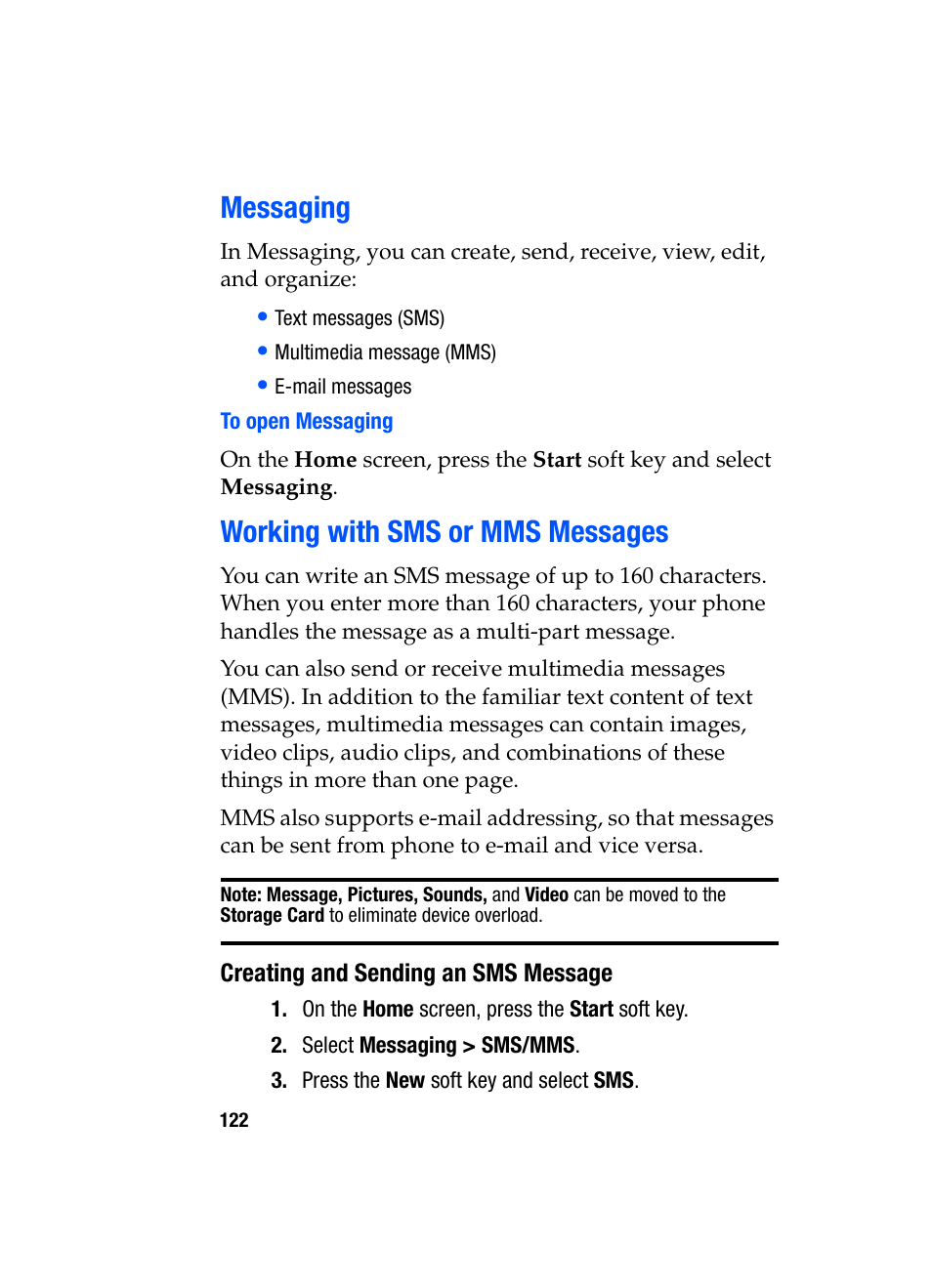 Messaging working with sms or mms messages, Messaging, Working with sms or mms messages | Samsung SGH-i607 User Manual | Page 122 / 223