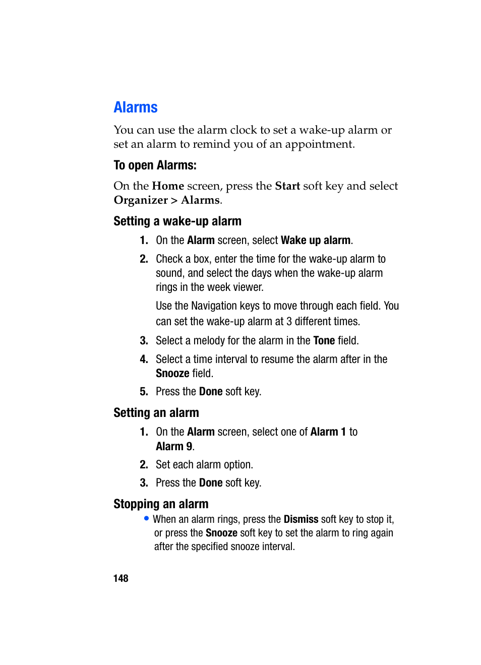 Alarms | Samsung SGH-i607 User Manual | Page 148 / 223