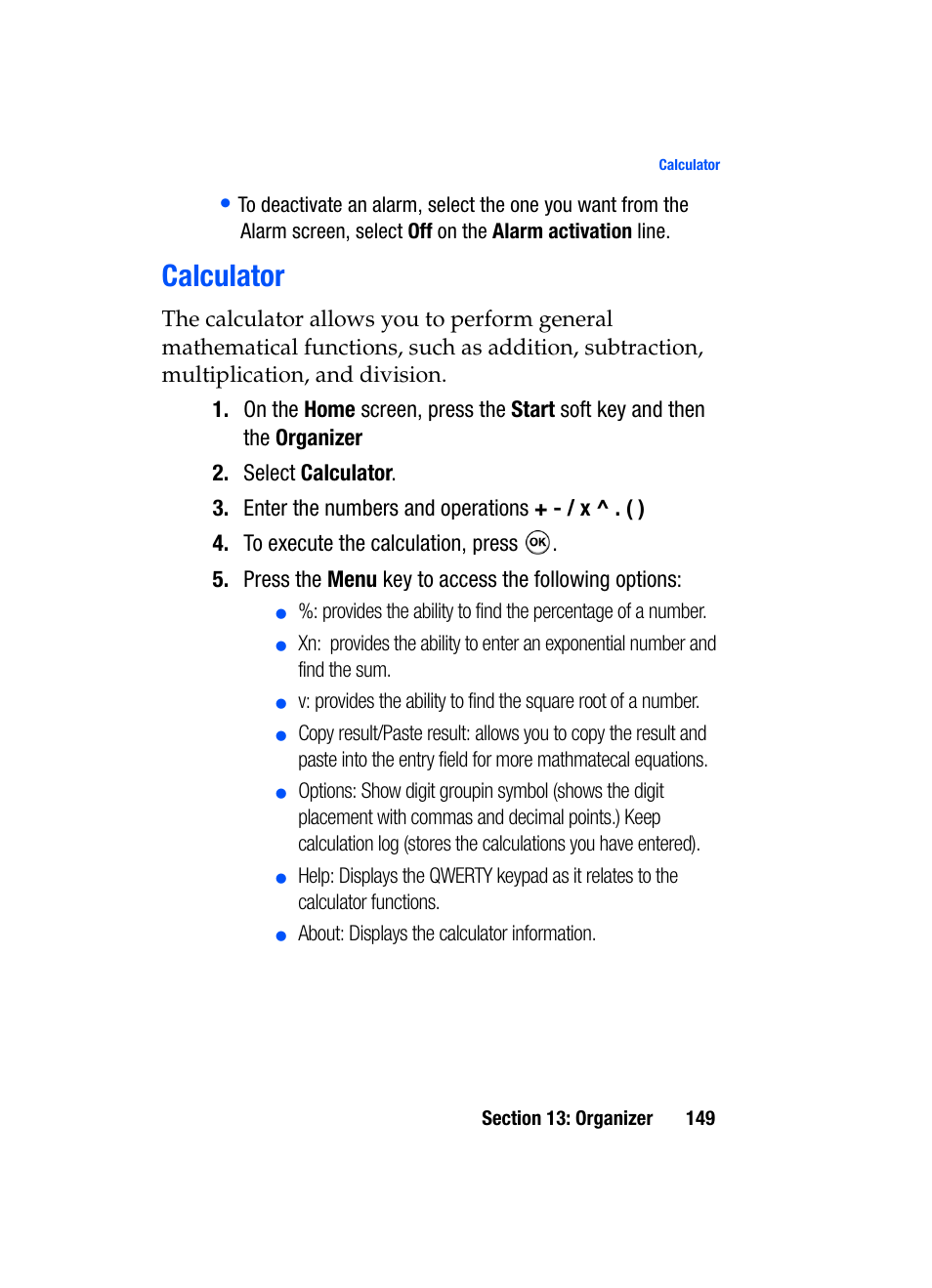 Calculator | Samsung SGH-i607 User Manual | Page 149 / 223