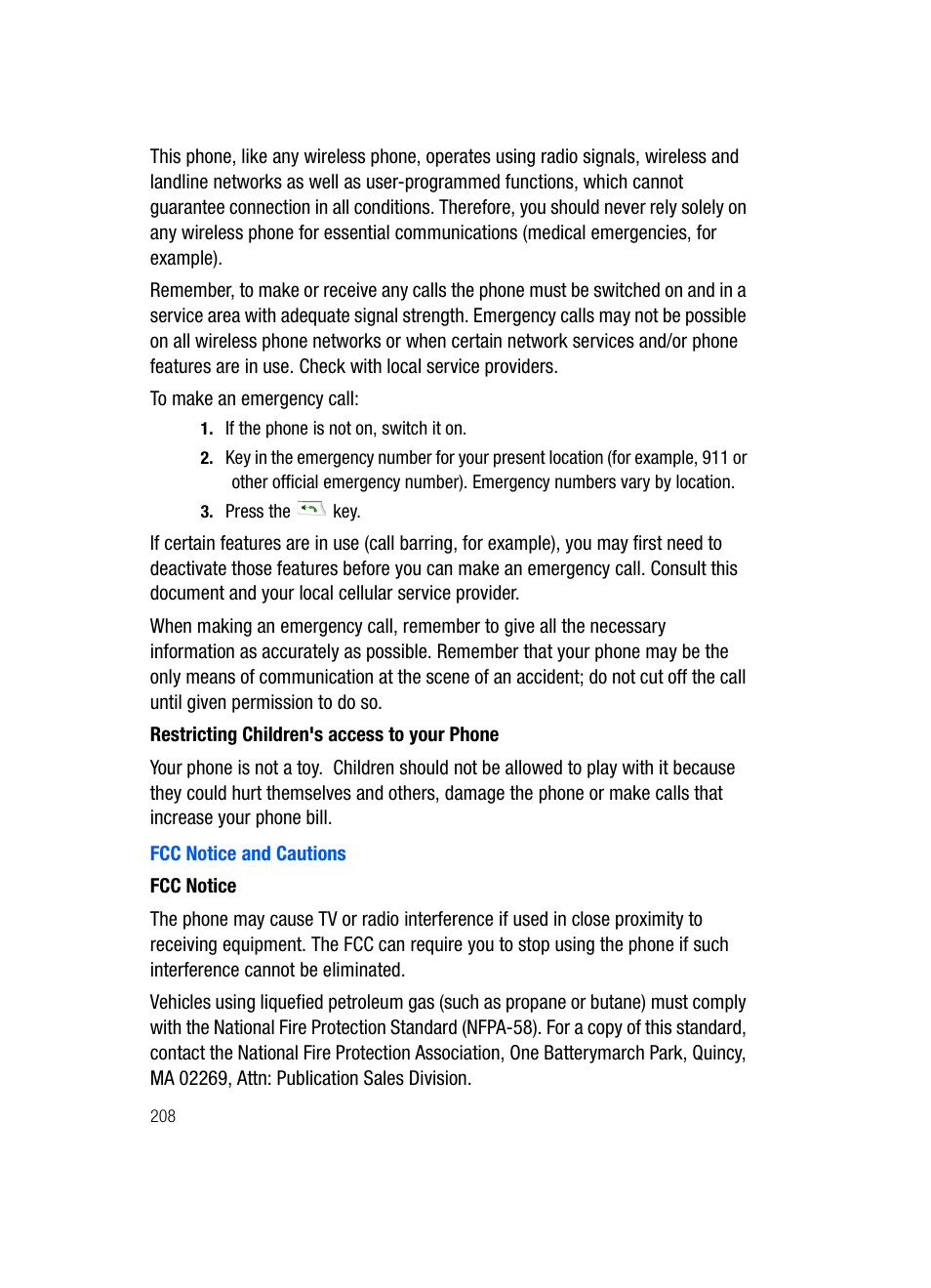 Fcc notice and cautions | Samsung SGH-i607 User Manual | Page 208 / 223
