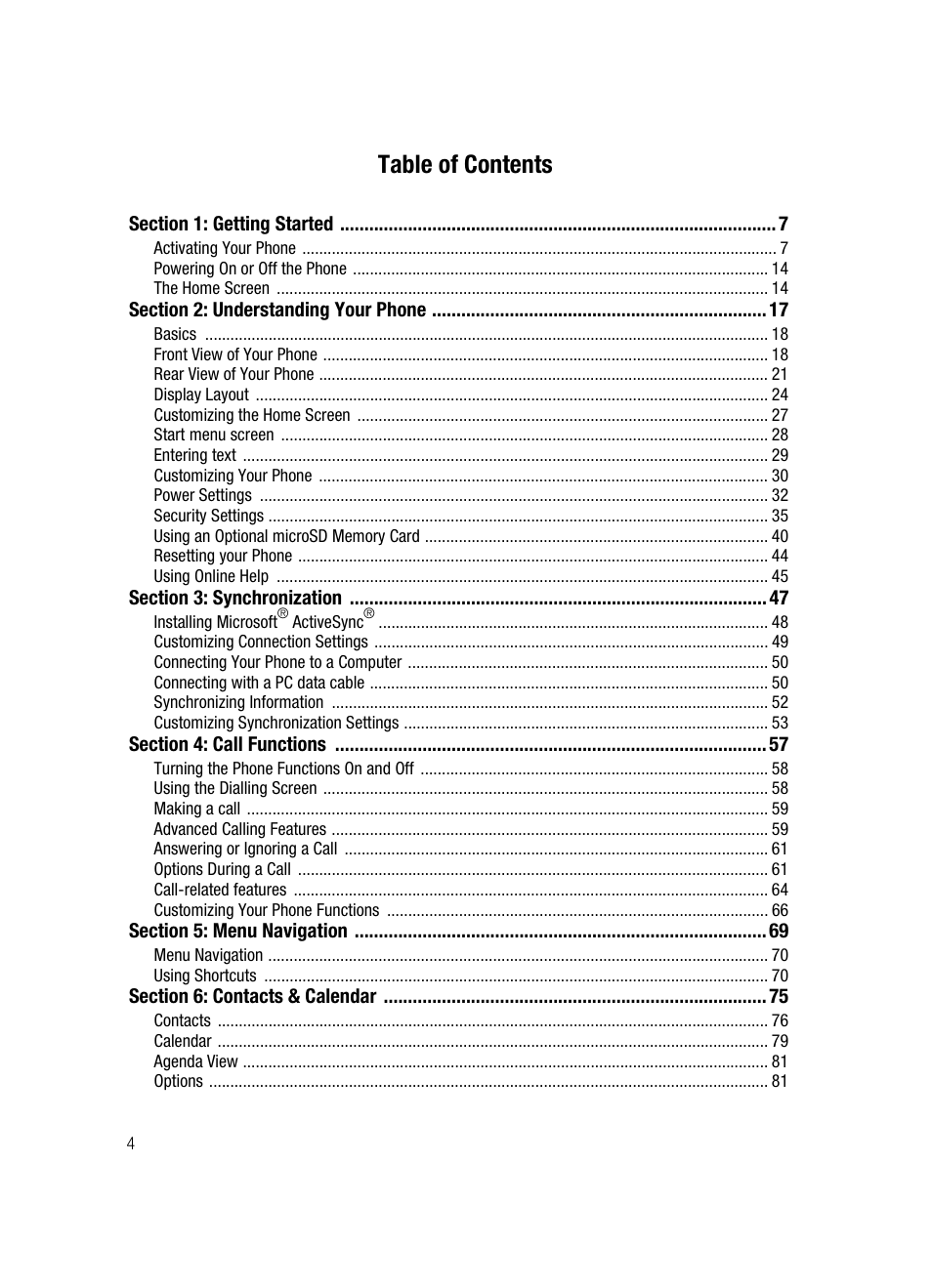 Samsung SGH-i607 User Manual | Page 4 / 223