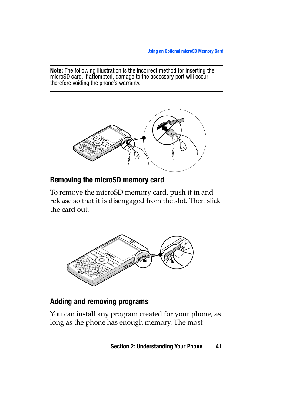 Adding and removing programs | Samsung SGH-i607 User Manual | Page 41 / 223