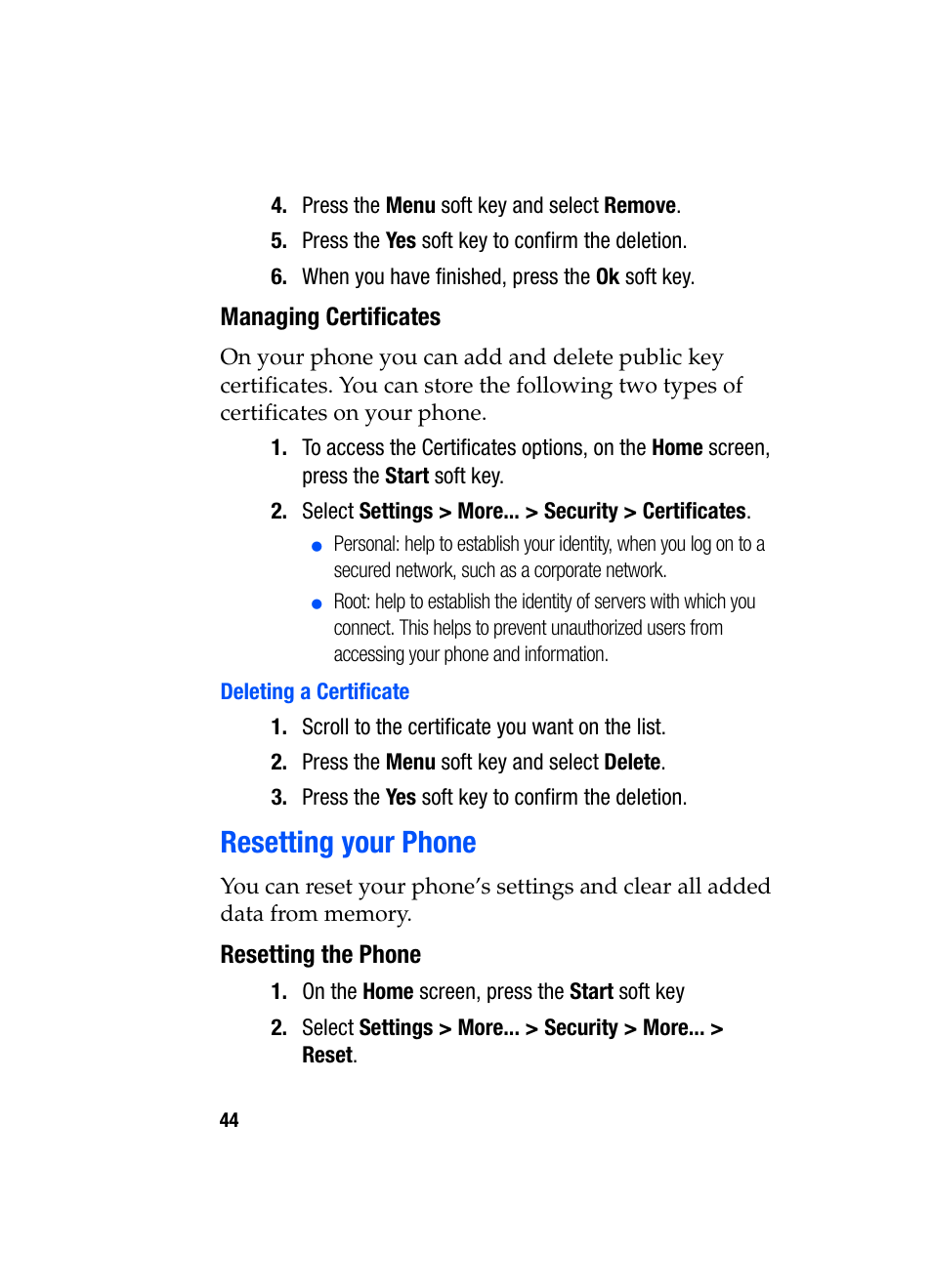 Resetting your phone | Samsung SGH-i607 User Manual | Page 44 / 223