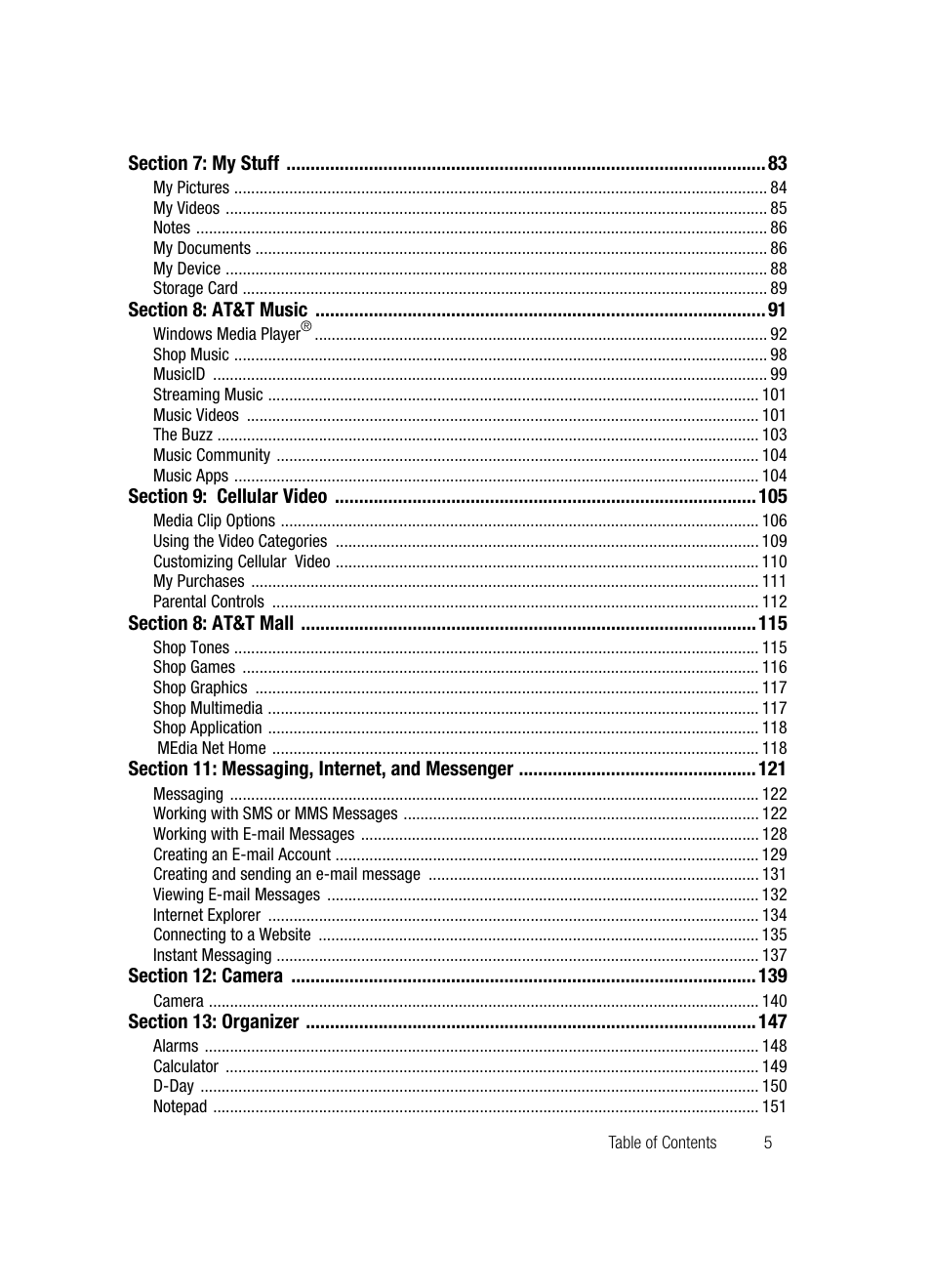 Samsung SGH-i607 User Manual | Page 5 / 223
