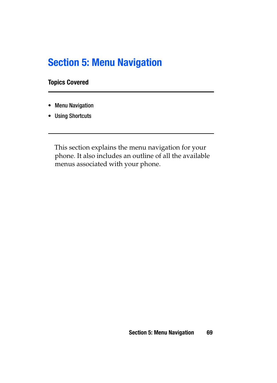 Section 5: menu navigation | Samsung SGH-i607 User Manual | Page 69 / 223