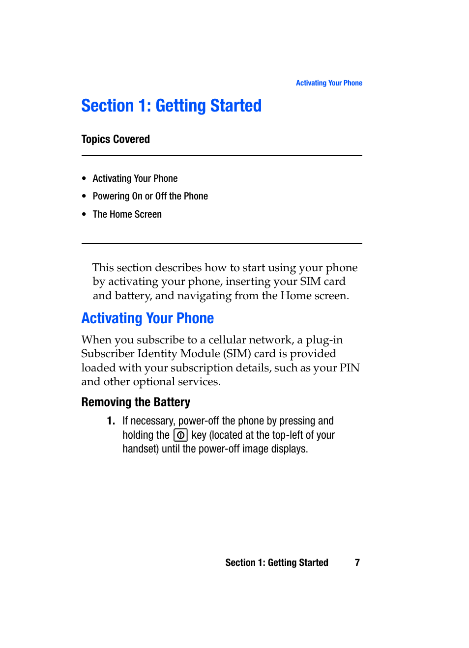 Section 1: getting started, Activating your phone | Samsung SGH-i607 User Manual | Page 7 / 223