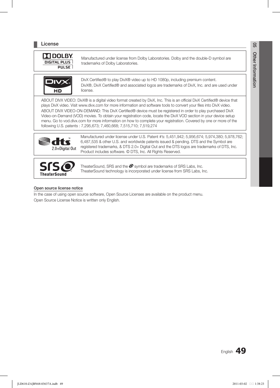 Samsung 610 User Manual | Page 49 / 51