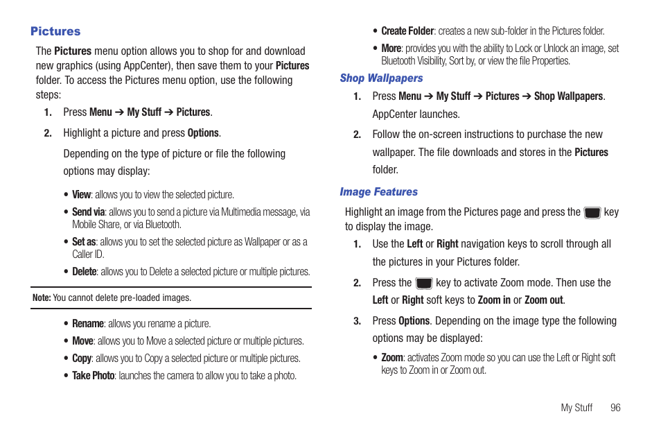 Pictures | Samsung Evergreen a667 User Manual | Page 101 / 153