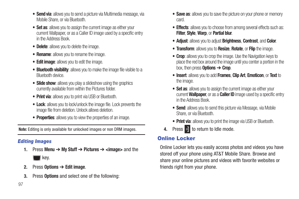 Online locker | Samsung Evergreen a667 User Manual | Page 102 / 153
