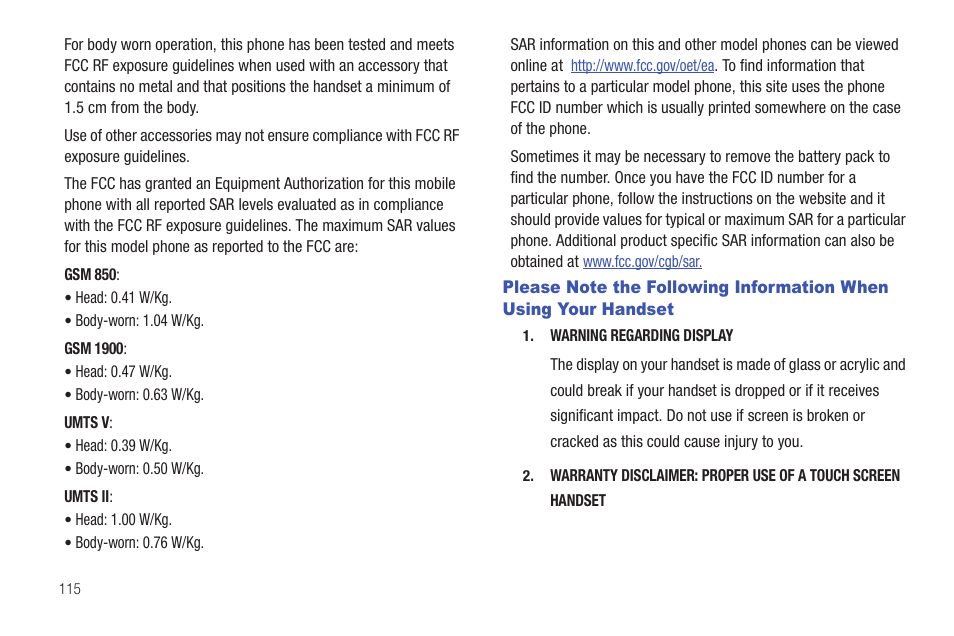 Please note the following information when using, Your handset | Samsung Evergreen a667 User Manual | Page 120 / 153