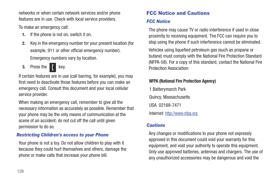 Fcc notice and cautions | Samsung Evergreen a667 User Manual | Page 134 / 153