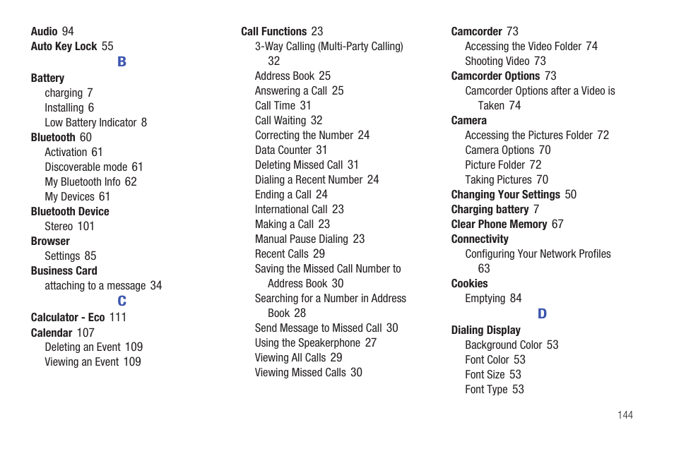 Samsung Evergreen a667 User Manual | Page 149 / 153