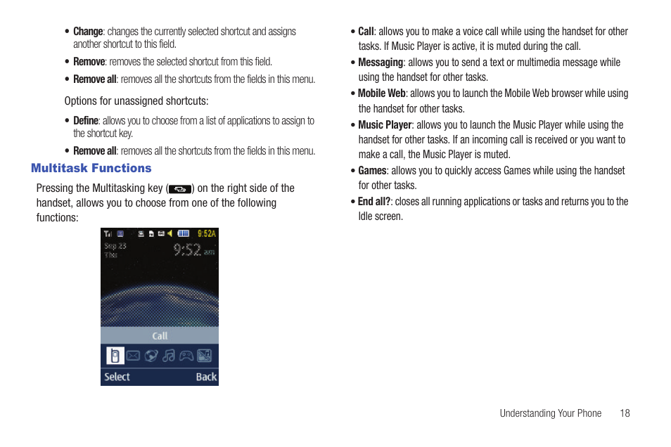 Multitask functions | Samsung Evergreen a667 User Manual | Page 23 / 153