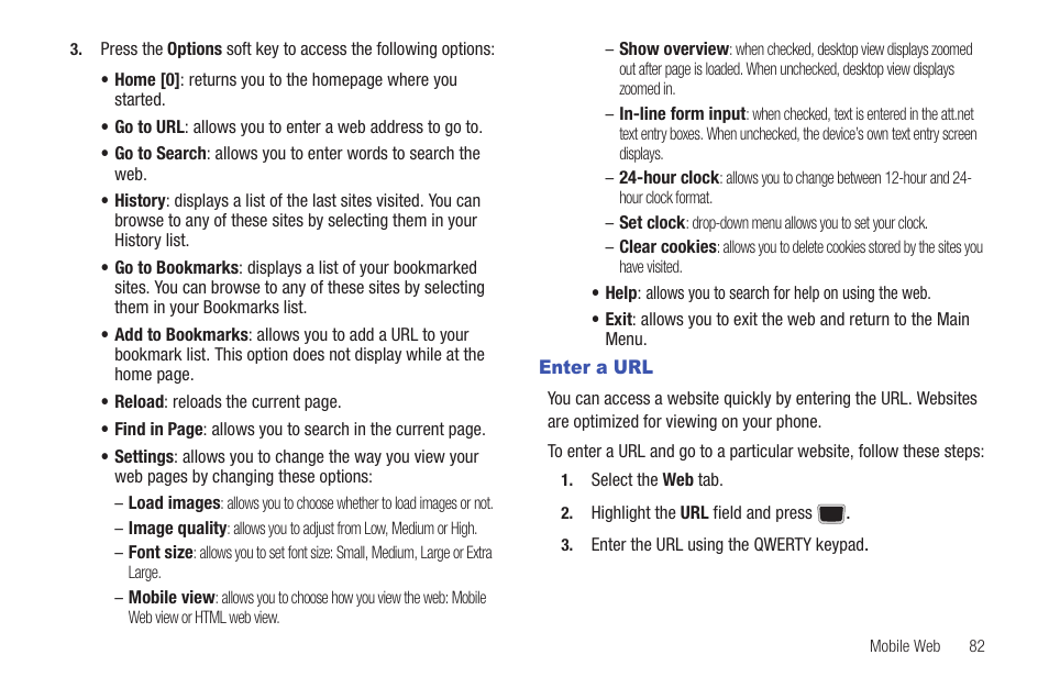 Enter a url | Samsung Evergreen a667 User Manual | Page 87 / 153