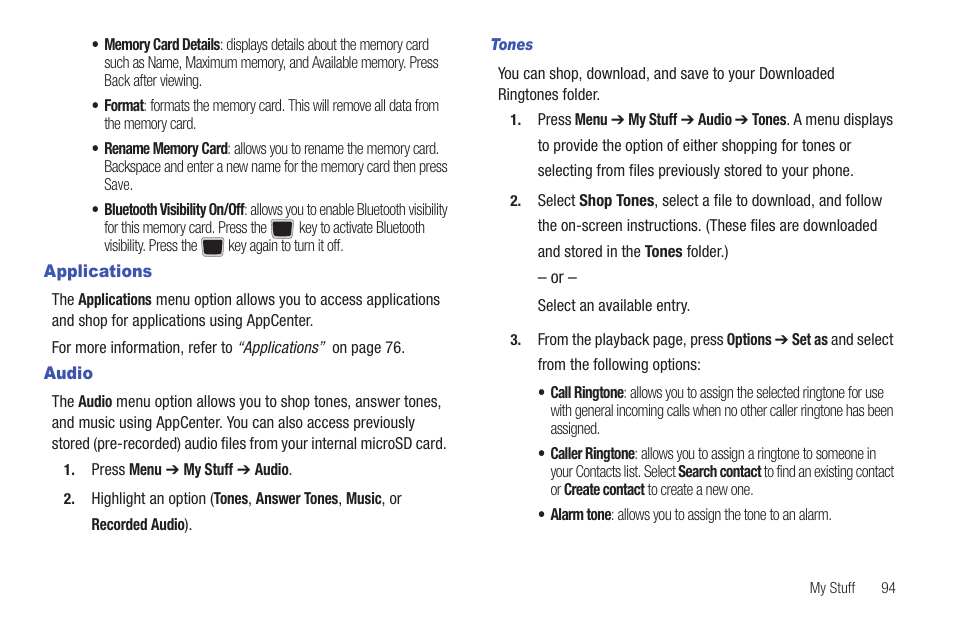 Applications, Audio, Applications audio | Samsung Evergreen a667 User Manual | Page 99 / 153