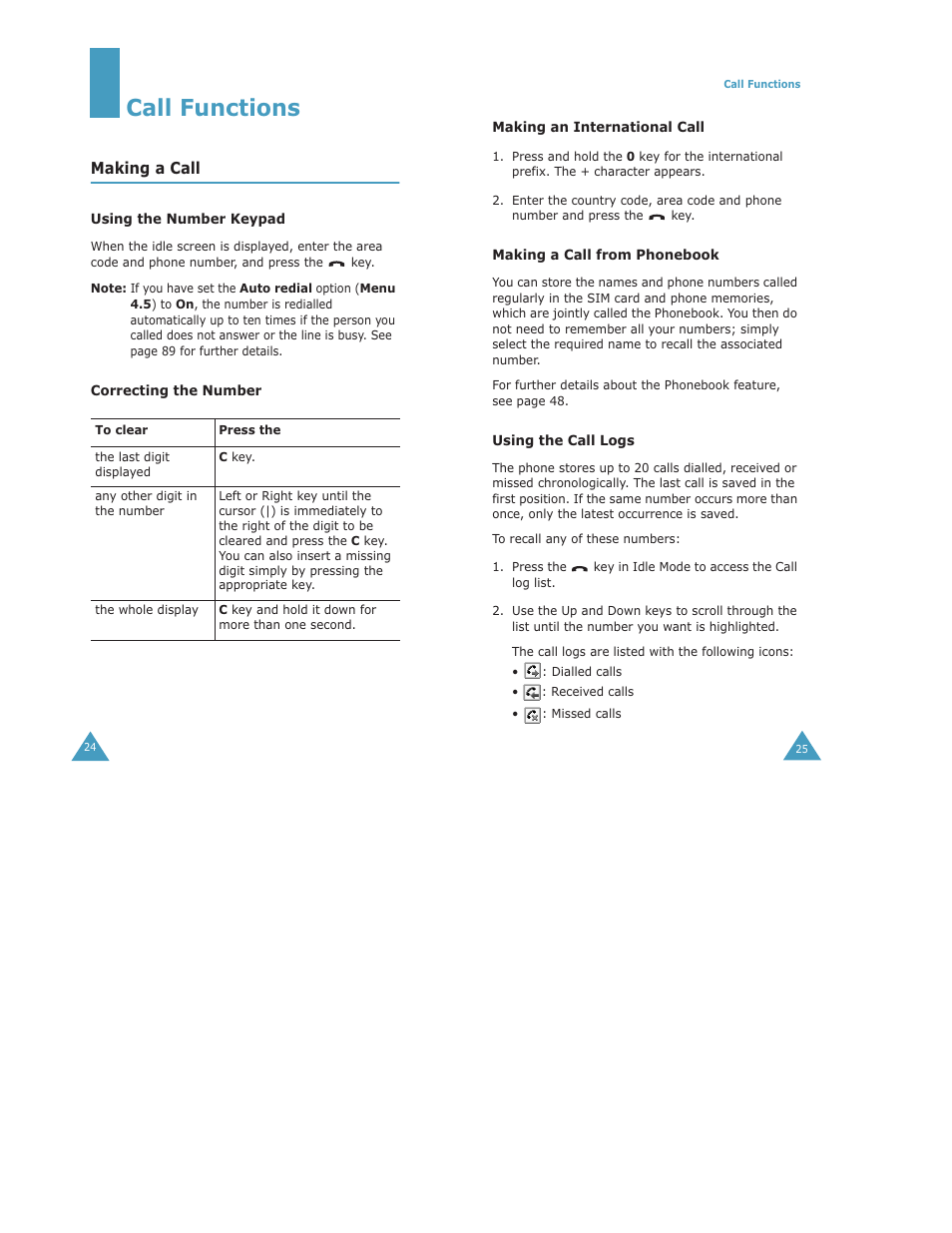 Call functions, Making a call | Samsung Digimax S500 User Manual | Page 14 / 81