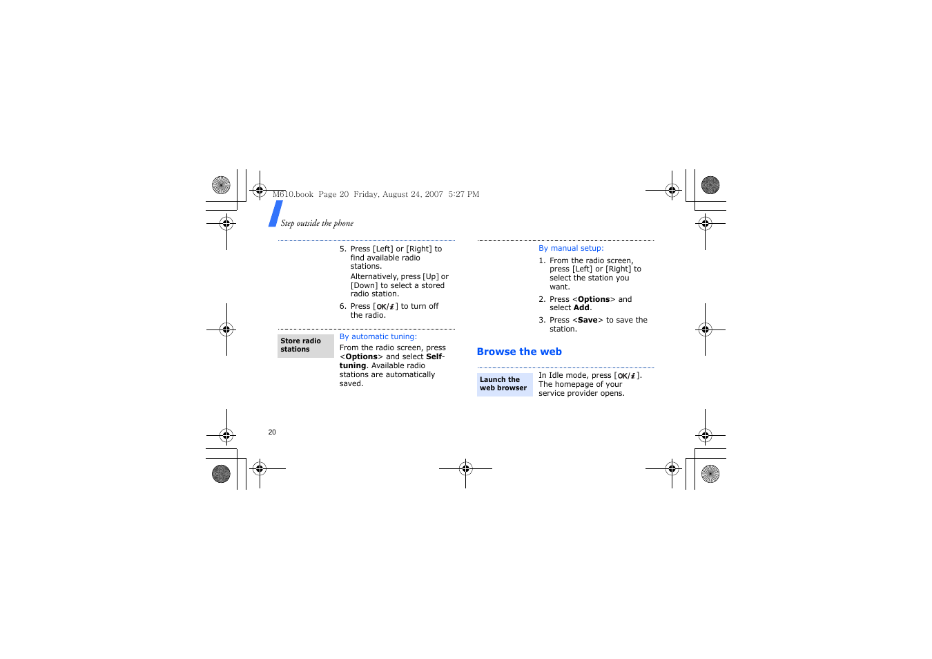 Browse the web | Samsung SGH-M610 User Manual | Page 22 / 49