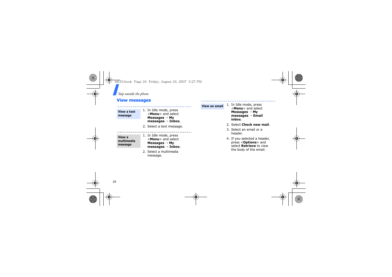 View messages | Samsung SGH-M610 User Manual | Page 26 / 49