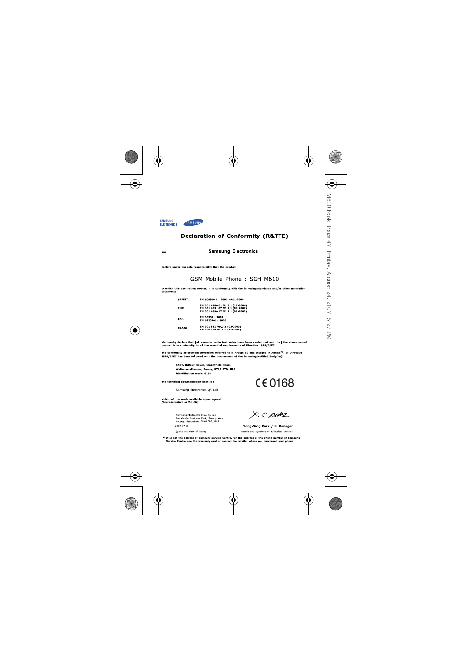 Samsung SGH-M610 User Manual | Page 48 / 49