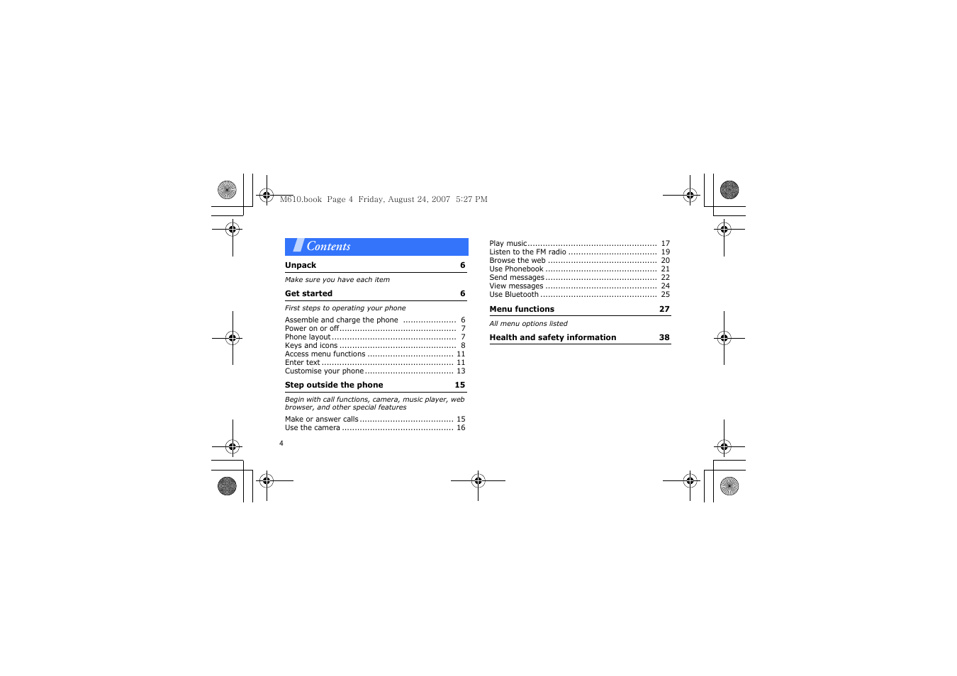 Samsung SGH-M610 User Manual | Page 6 / 49