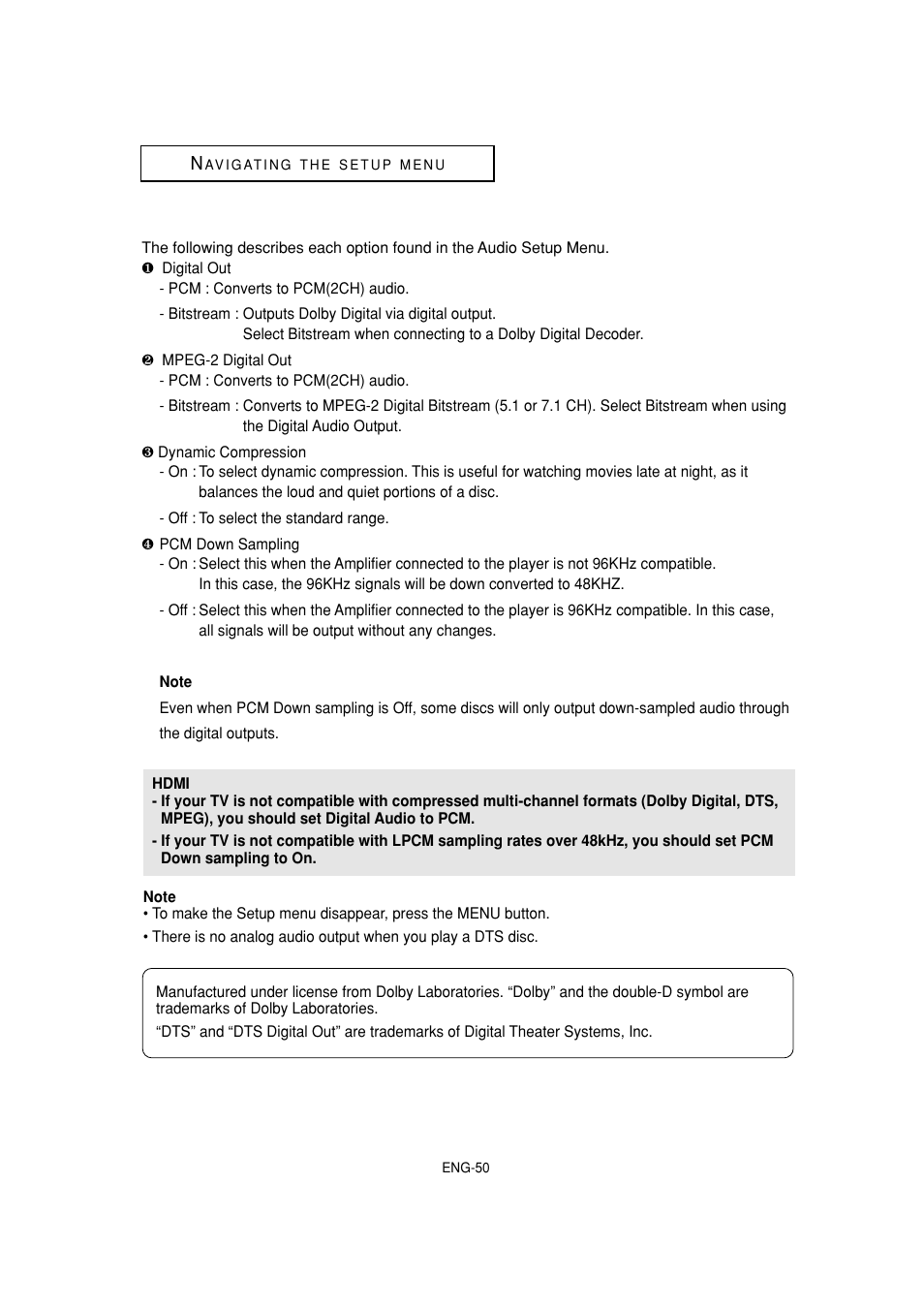 Samsung DVD-1080P8 User Manual | Page 50 / 103