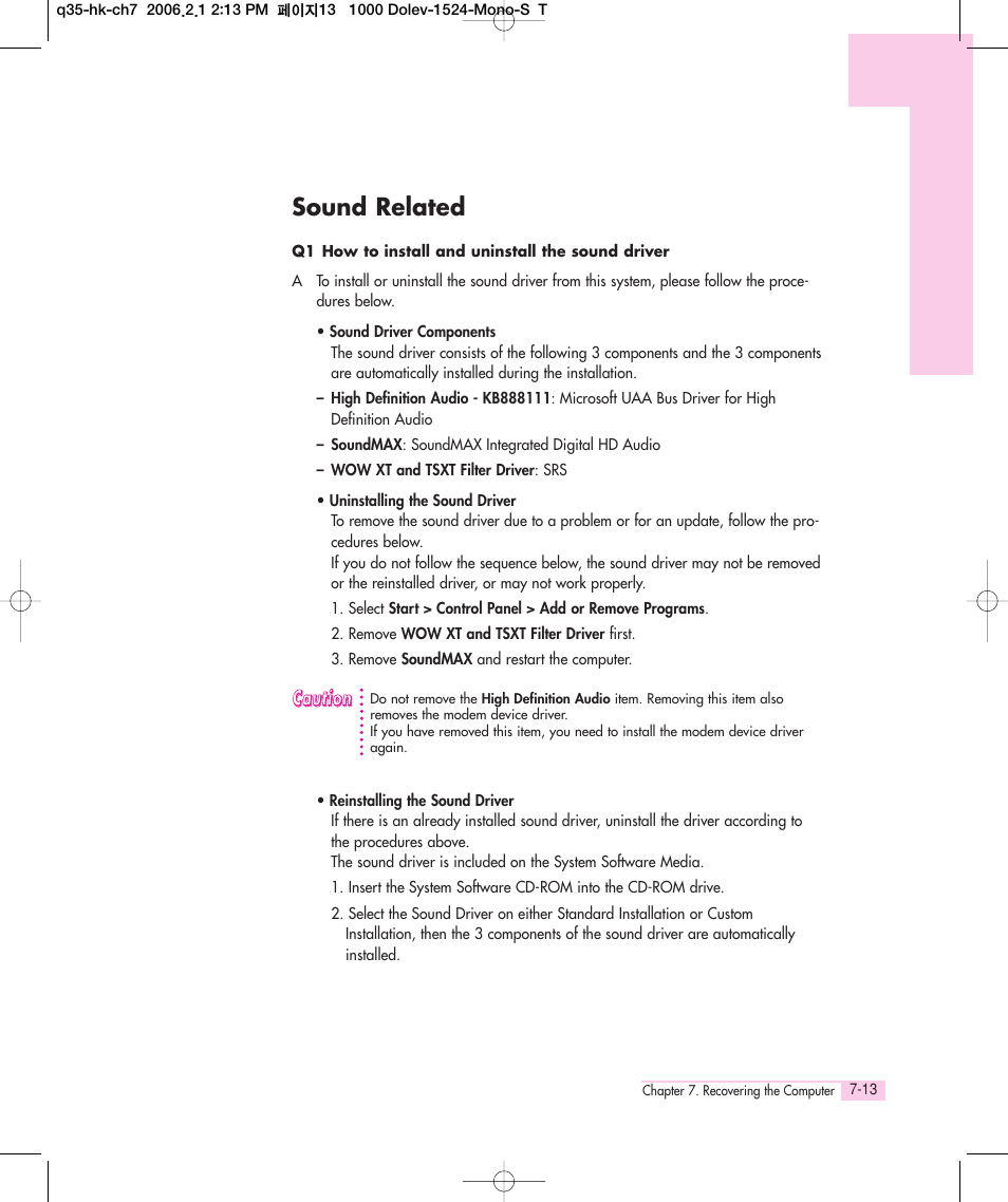 Sound related | Samsung Q35 User Manual | Page 133 / 157