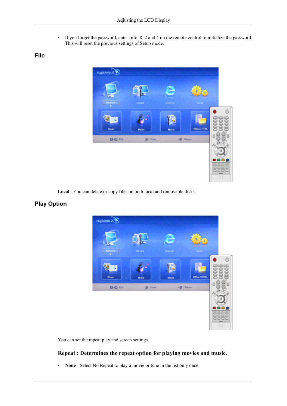 File, Play option | Samsung 400UXN User Manual | Page 103 / 127