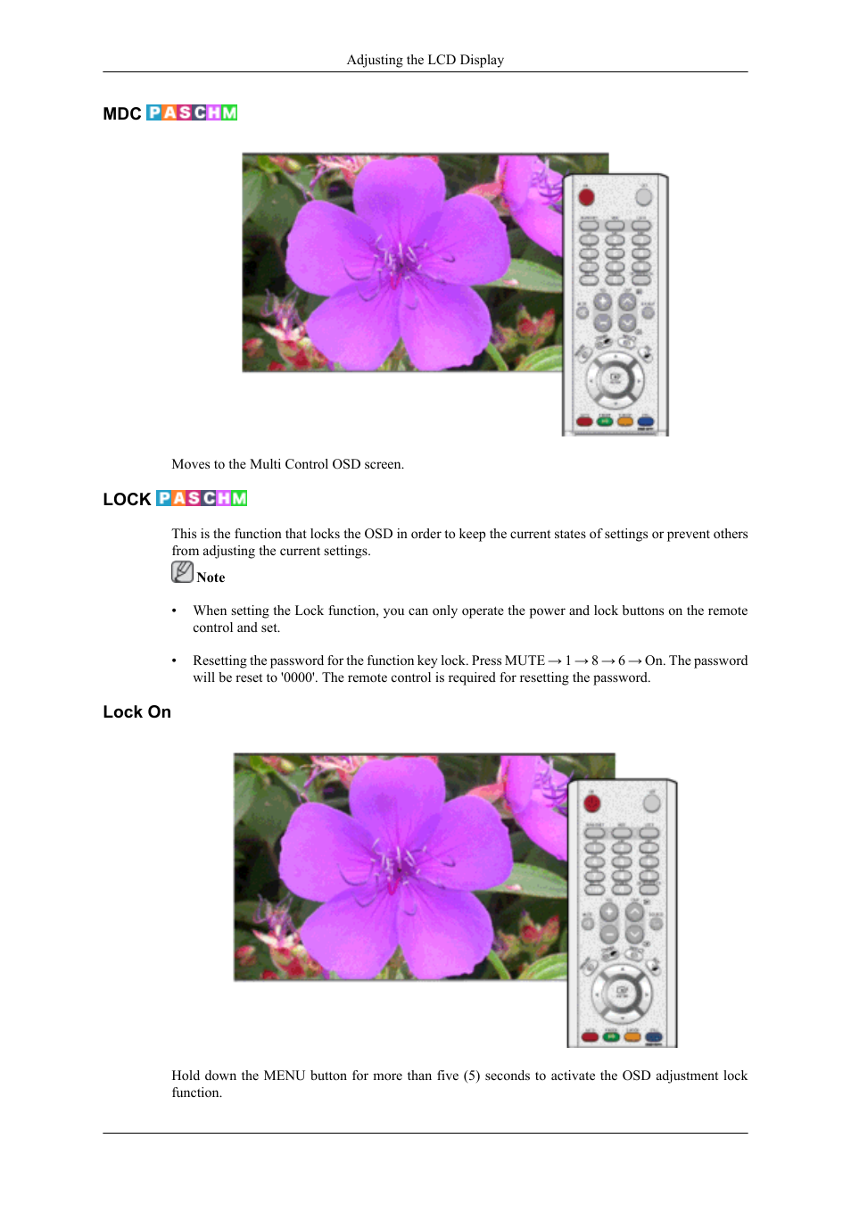Lock, Lock on | Samsung 400UXN User Manual | Page 53 / 127