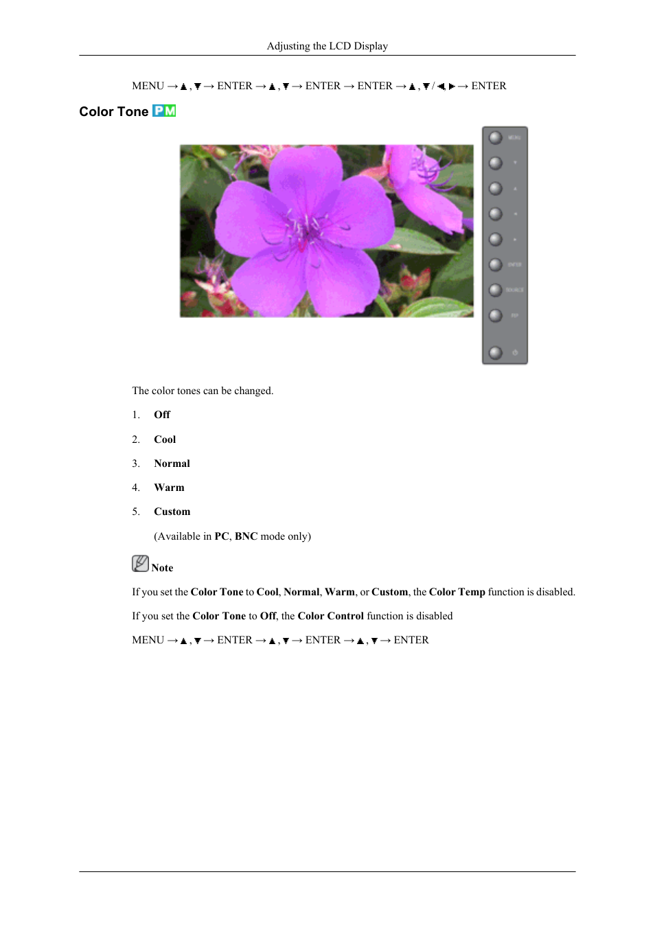 Color tone | Samsung 400UXN User Manual | Page 62 / 127
