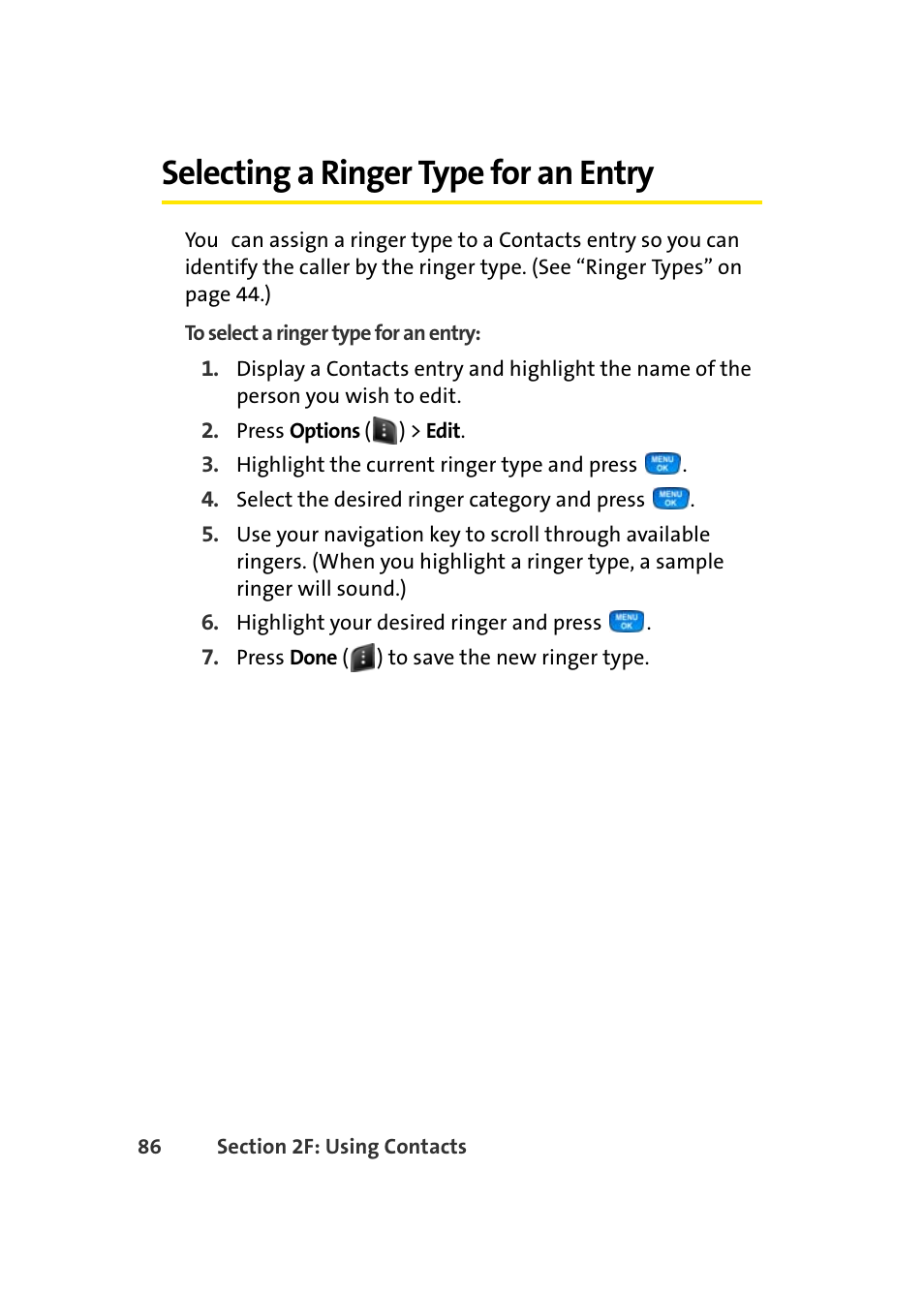 Selecting a ringer type for an entry | Samsung A420 User Manual | Page 102 / 164