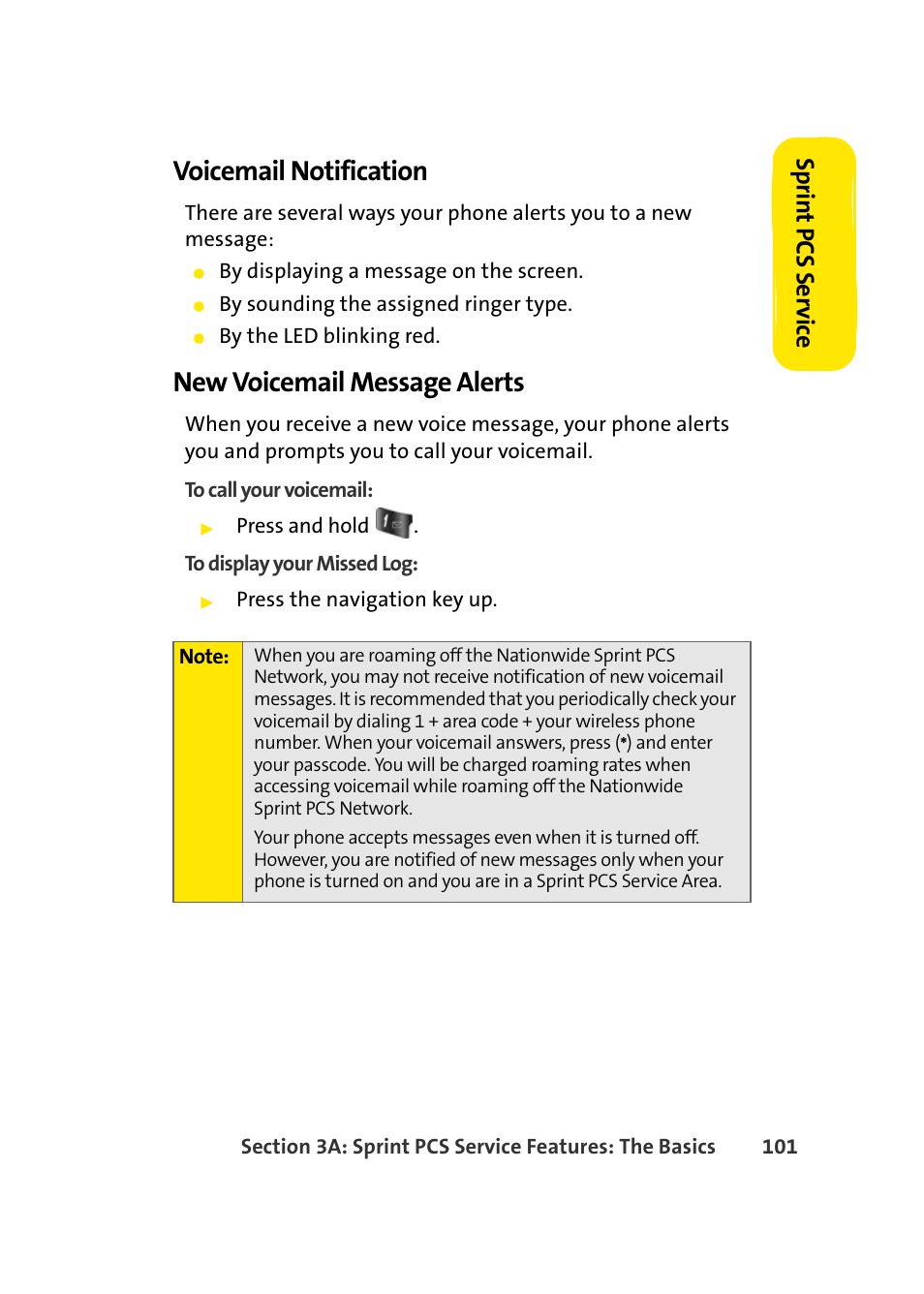 Voicemail notification, New voicemail message alerts, Sprin t pcs se rv ice | Samsung A420 User Manual | Page 117 / 164