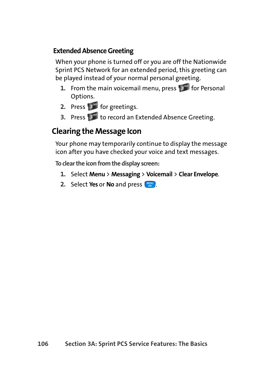 Clearing the message icon | Samsung A420 User Manual | Page 122 / 164