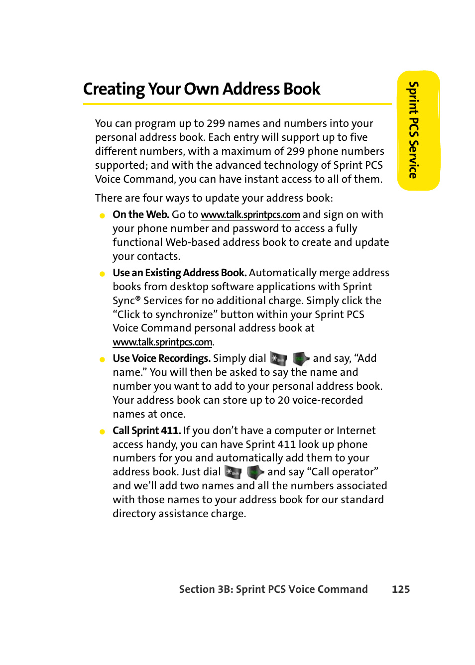Creating your own address book, Sprin t pcs se rv ice | Samsung A420 User Manual | Page 141 / 164