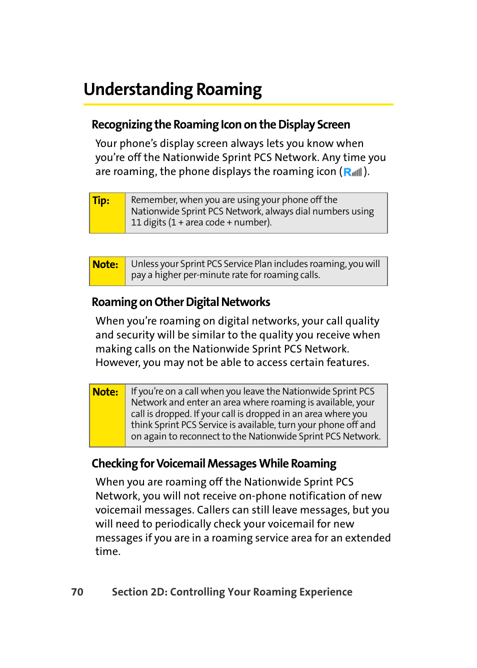 Understanding roaming | Samsung A420 User Manual | Page 86 / 164