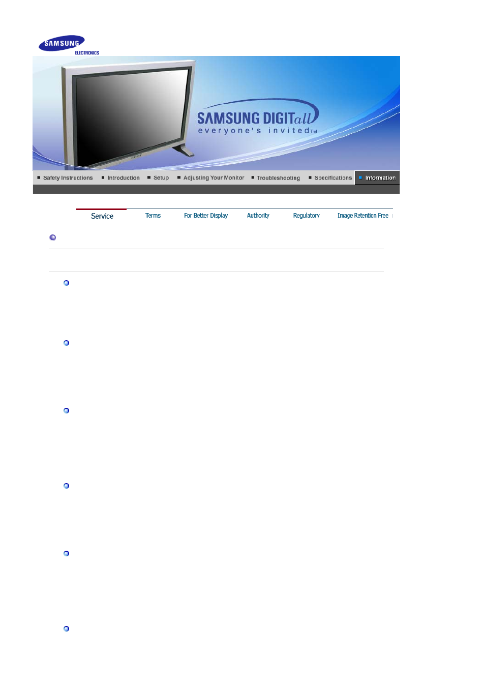 Information, Service | Samsung 403Tn User Manual | Page 104 / 112