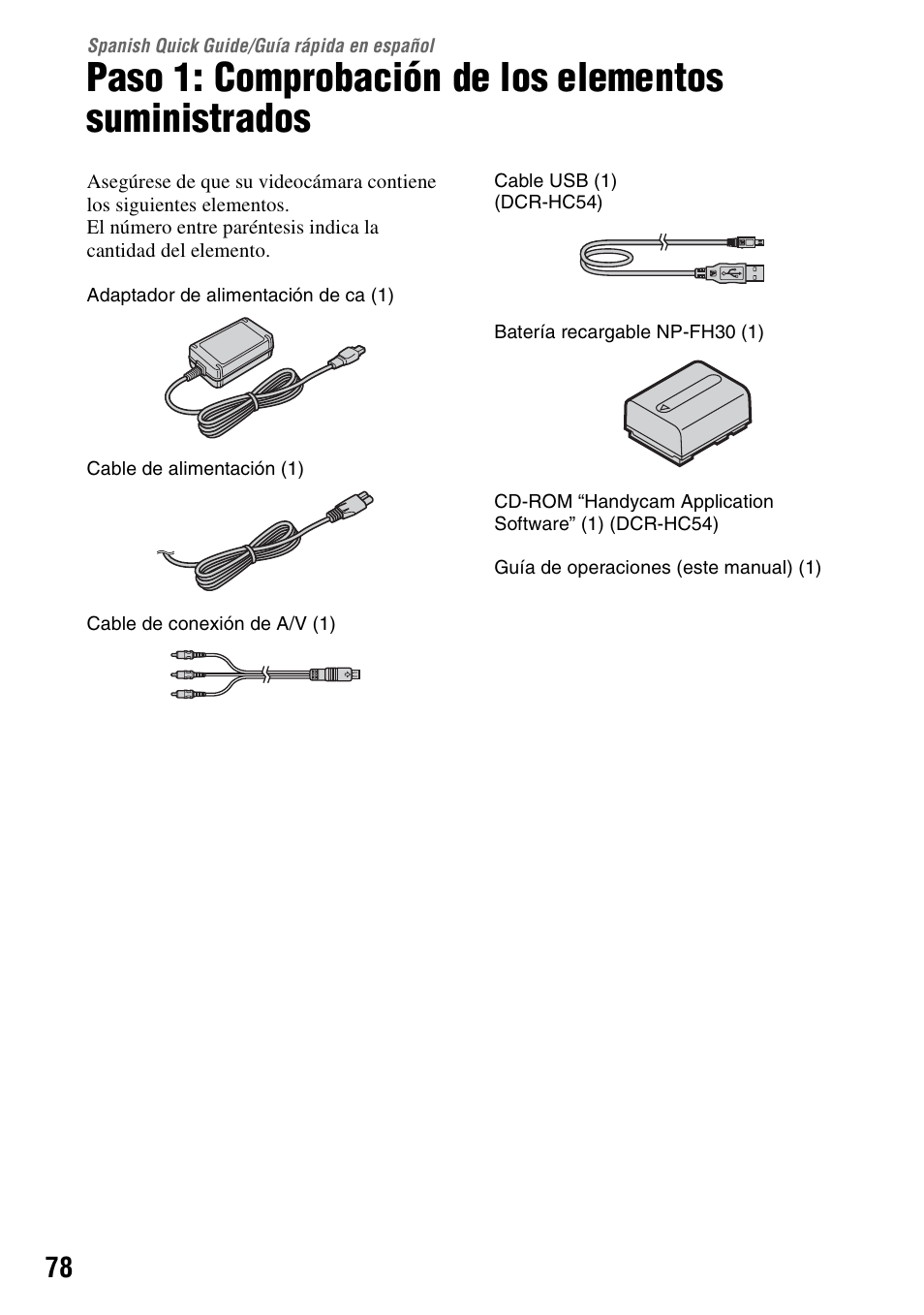 Spanish quick guide/guía rápida en español, Spanish quick guide, Guía rápida en español | Sony DCR-HC52 User Manual | Page 78 / 88