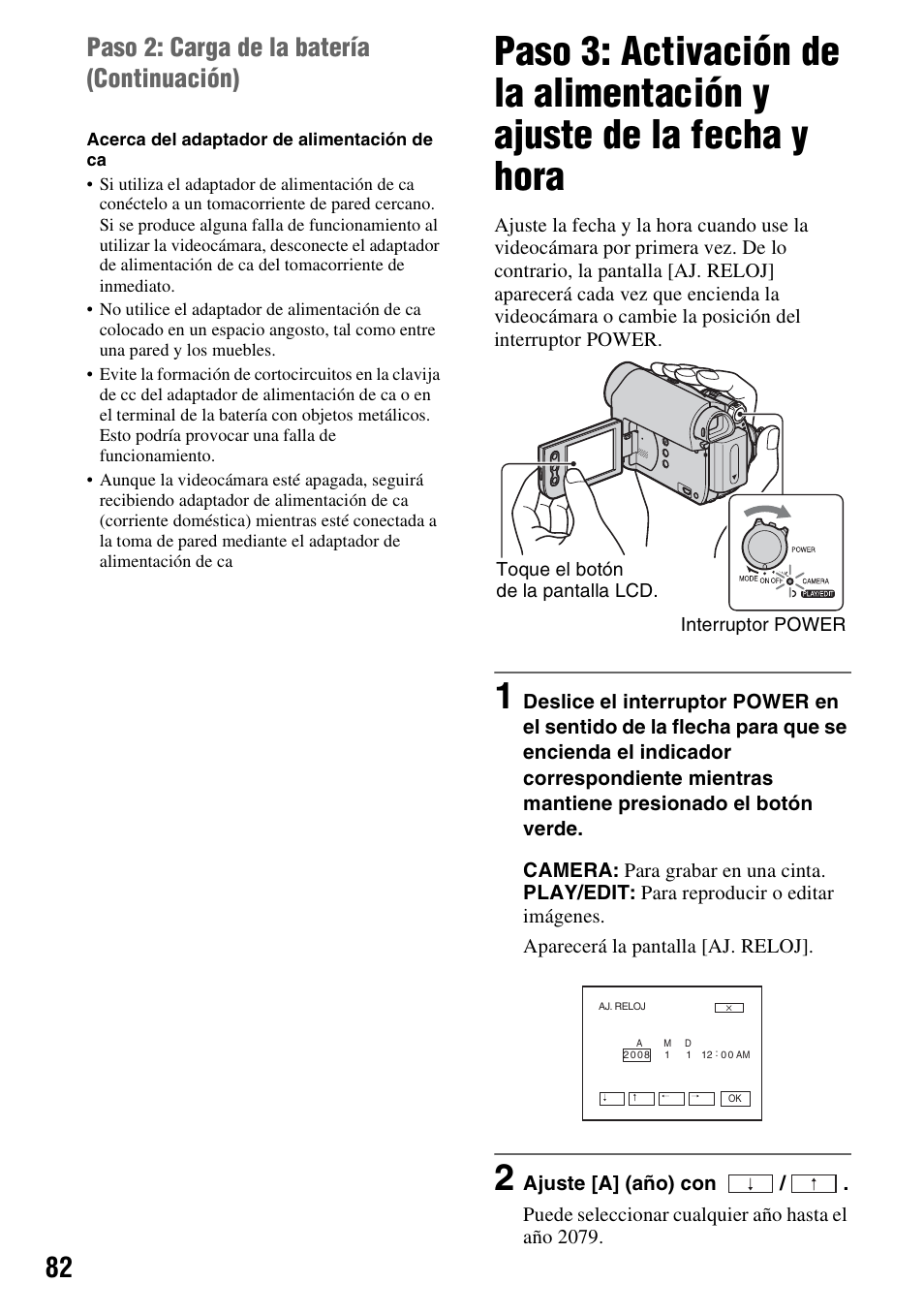 Paso 2: carga de la batería (continuación) | Sony DCR-HC52 User Manual | Page 82 / 88