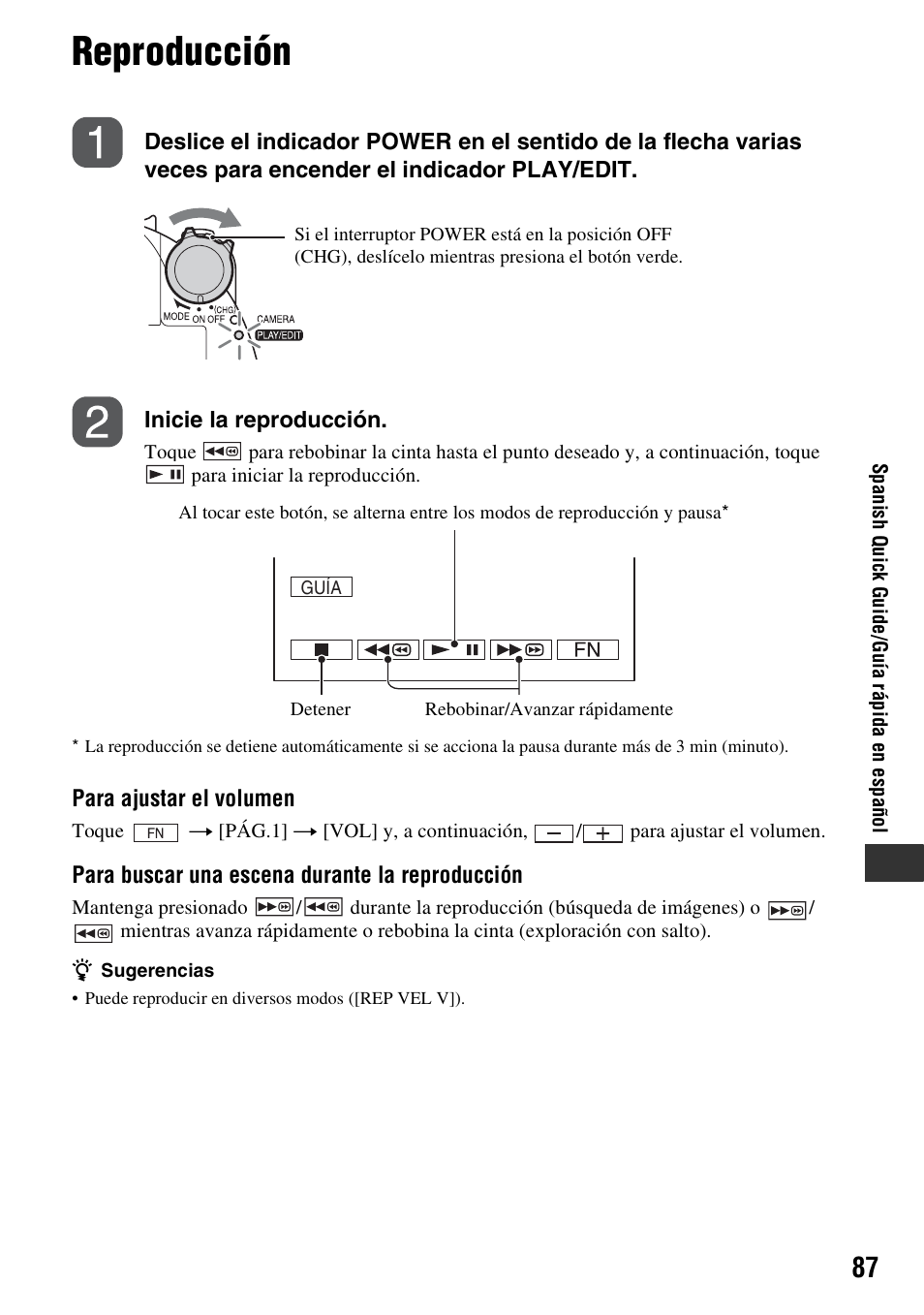 Reproducción | Sony DCR-HC52 User Manual | Page 87 / 88