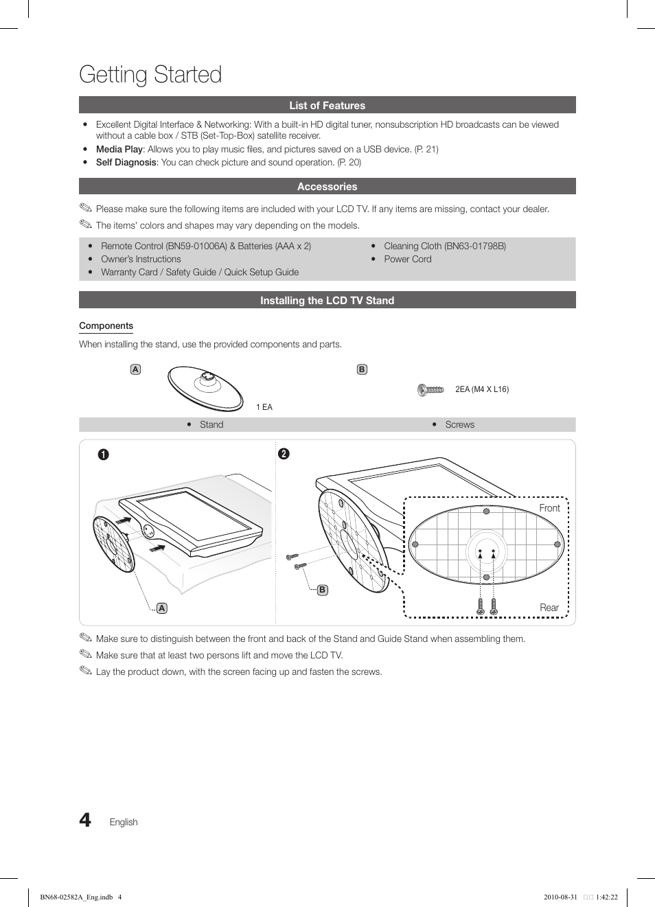 Getting started | Samsung 350 User Manual | Page 4 / 33