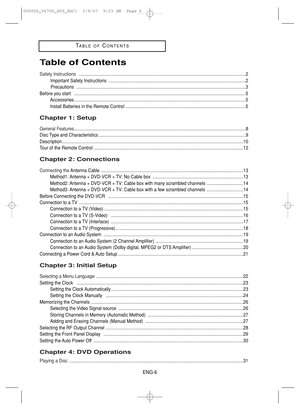 Samsung V6700 User Manual | Page 6 / 90