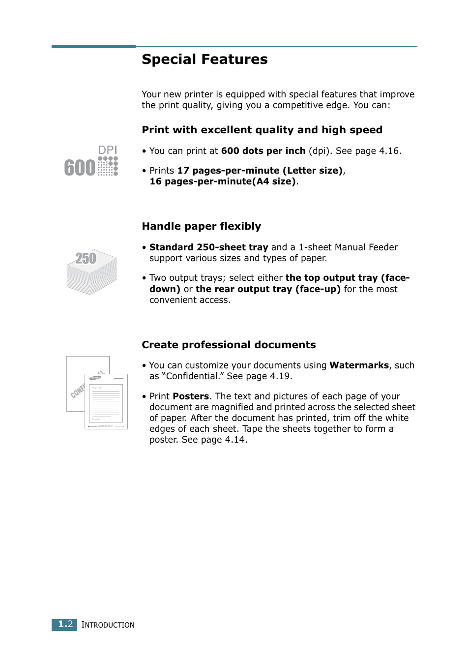 Special features | Samsung ML 1740 User Manual | Page 11 / 150