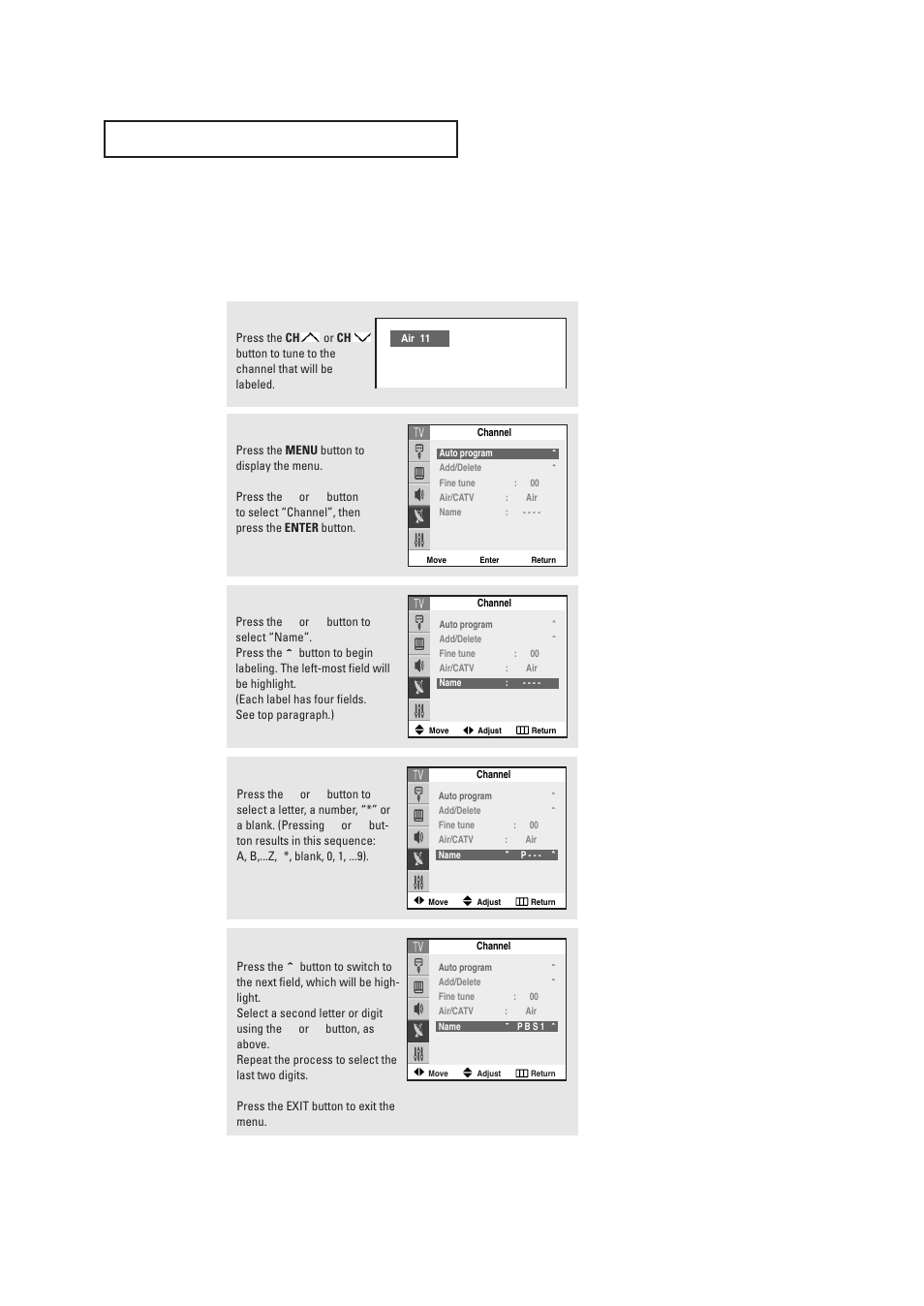 Labeling the channels | Samsung DynaFlat TX R2765 User Manual | Page 30 / 68