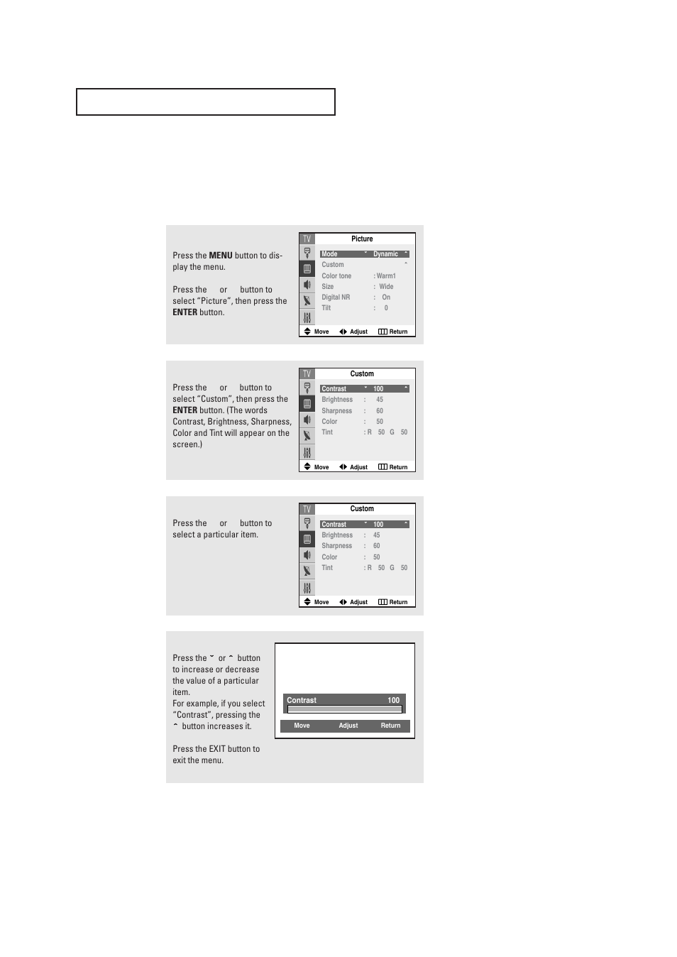 Customizing the picture | Samsung DynaFlat TX R2765 User Manual | Page 34 / 68